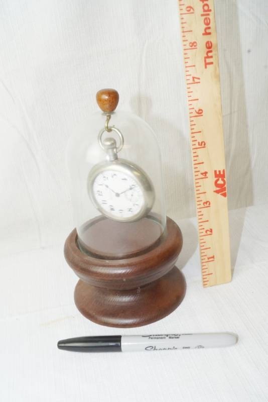 lot 1885 image: Antique Hamilton Pocket Watch w Glass Display Case - Beautiful 17 Jewels - Mechanisms Move See pics