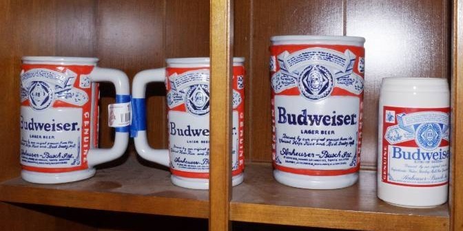 lot 1951 image: Lot of 3 Budweiser Mugs Ceremarte Neat Style