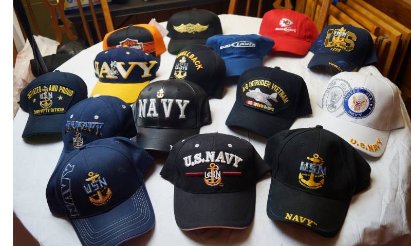 lot 1909 image: Lot of 15 Ball Caps - NAVY, KC Chiefs, Harley Davidson - Most are Brand New