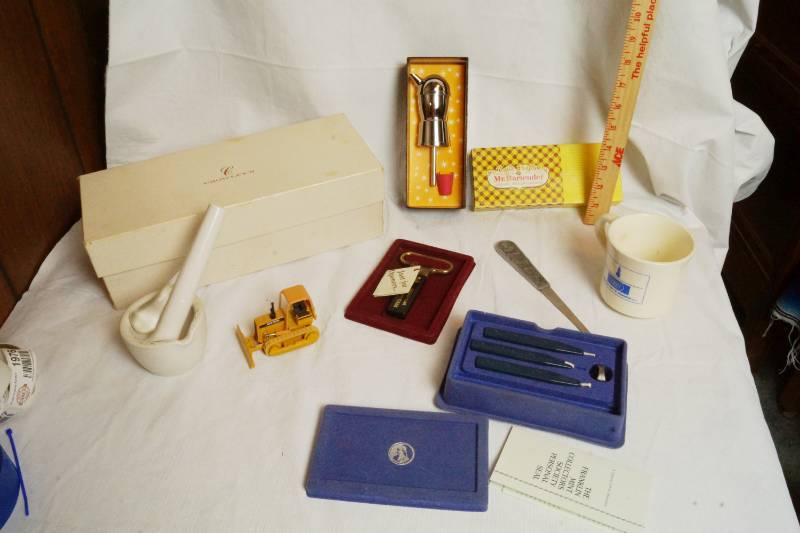lot 1861 image: Lot of Misc. Items - Franklin Mint Society Seal, Goodyear Aircraft Tire Bottle Opener and More