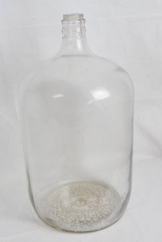 lot 2122 image: Large Vintage Glass Bottle - A Place to Save Up Change 250 I.O. Diamond 10