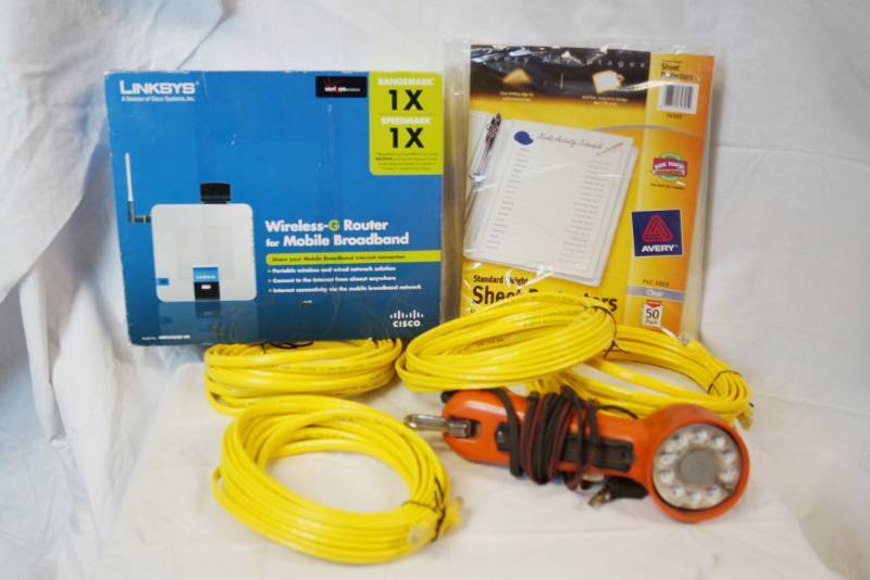 lot 1868 image: Lot of Misc. Items - Router, Cords and Vintage Telephone Equipment
