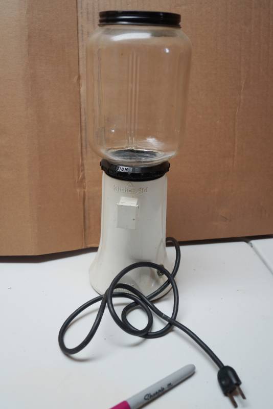 lot 2021 image: Vintage Kitchen Aid Coffee Mill Grinder - WORKS White Base