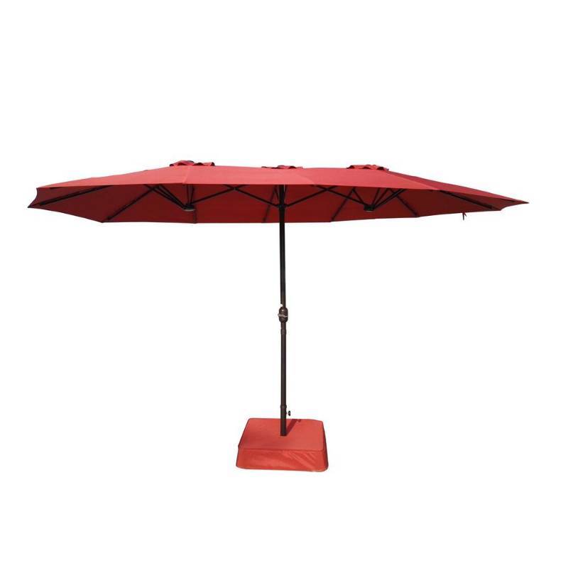 Hampton Bay 8 8 Ft X 14 Ft Triple Vent Patio Umbrella In Red With Sand Bag Base Patio Sets Tool Sets Tubs Showers Home Furniture And More Equip Bid