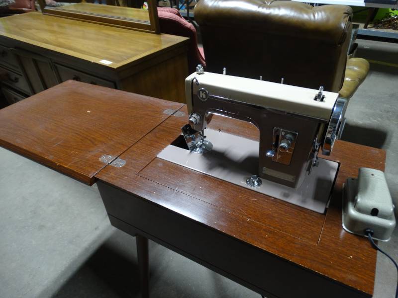 lot 17691 image: Kenmore sewing machine cabinet.