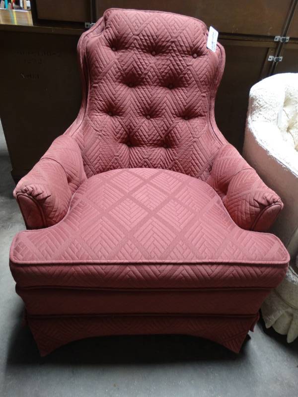 lot 17694 image: Pink wing back chair.