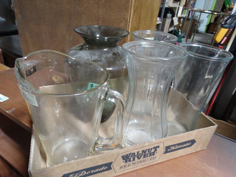 lot 17821 image: Lot of 4 large vases and pitcher.