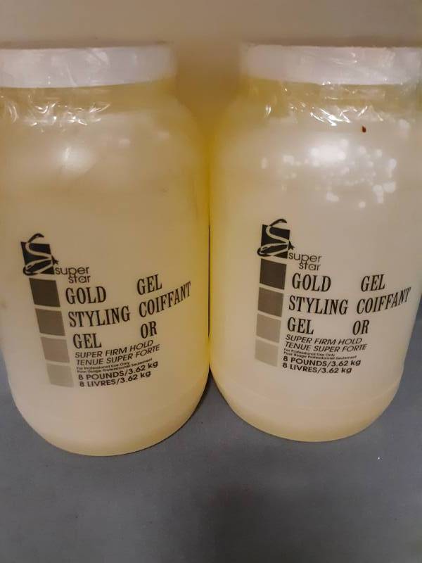 lot 1102 image: Super Star Gold Styling Gel - Super Firm Hold  - Two 8lb Jugs
