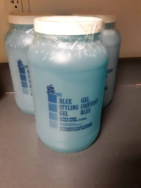 lot 1103 image: Super Star Blue Styling Gel - Extra Firm Hold  - Three 8lb Jugs