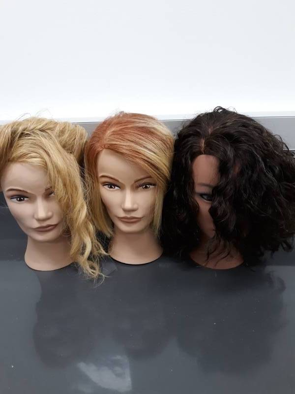 lot 1142 image: Lot of 3 Marianna Mannequin Heads with Hair