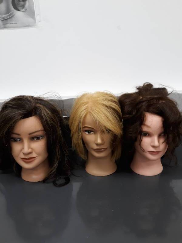 lot 1143 image: Lot of 3 Marianna Mannequin Heads with Hair