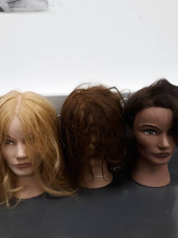 lot 1144 image: Lot of 3 Marianna Mannequin Heads with Hair