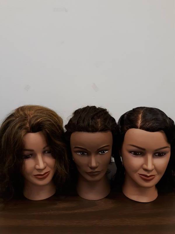 lot 1184 image: Lot of 3 Marianna Mannequin Heads with Hair