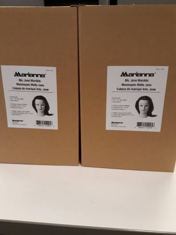 lot 1237 image: Lot of 2 Marianna Mannequin Heads with Hair NIB