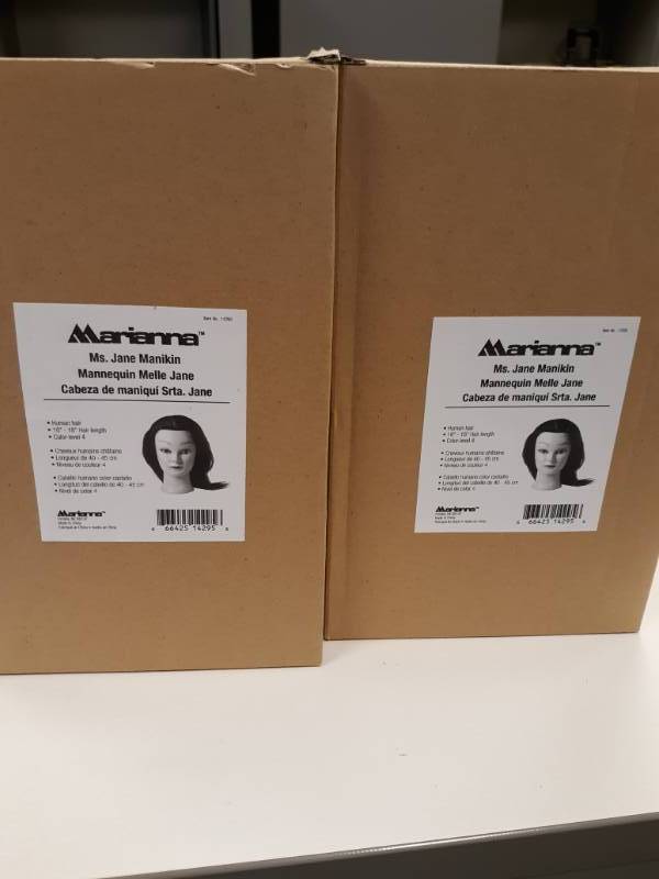 lot 1238 image: Lot of 2 Marianna Mannequin Heads with Hair NIB