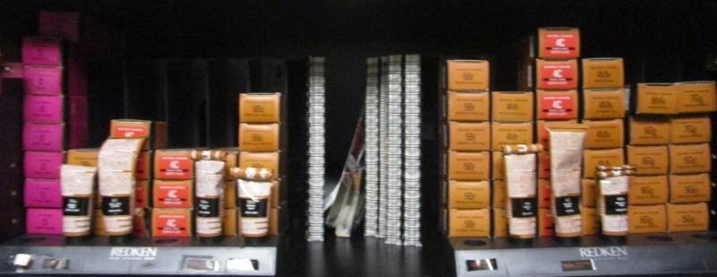 lot 1075 image: Shelf Full of Redken Hair Color Tubes