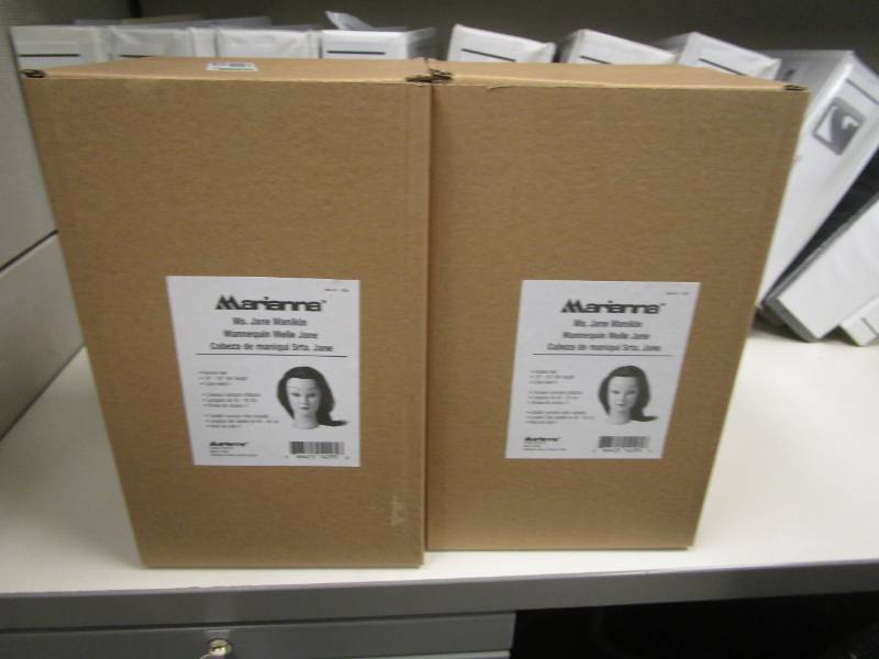 lot 1213 image: Lot of 2 Marianna Mannequin Heads with Hair NIB