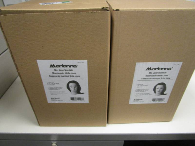 lot 1216 image: Lot of 2 Marianna Mannequin Heads with Hair NIB