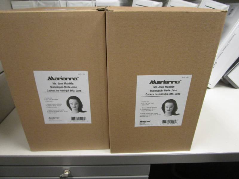 lot 1218 image: Lot of 2 Marianna Mannequin Heads with Hair NIB