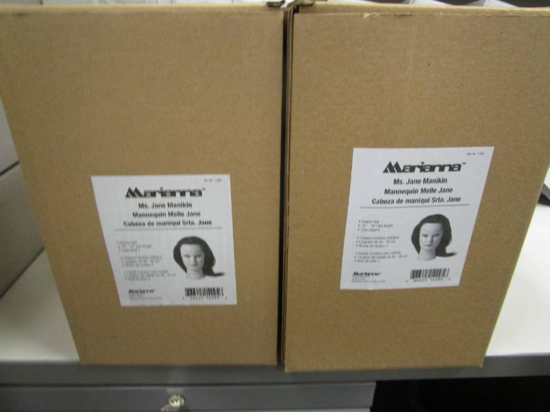 lot 1219 image: Lot of 2 Marianna Mannequin Heads with Hair NIB