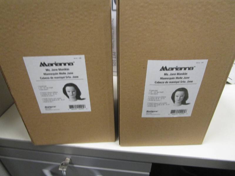 lot 1221 image: Lot of 2 Marianna Mannequin Heads with Hair NIB