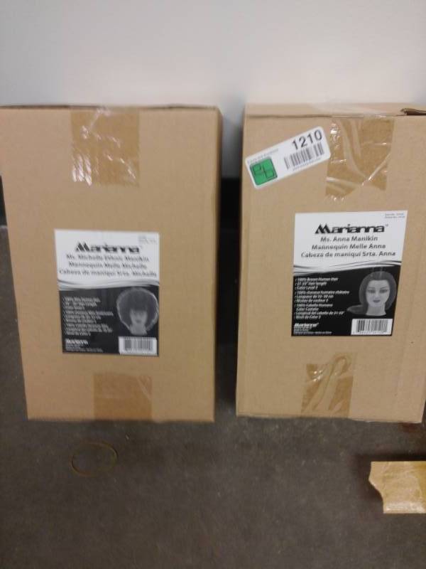 lot 1210 image: Lot of 2 Marianna Mannequin Heads with Hair NIB