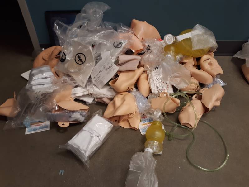 lot 3074 image: Huge Lot of Little Anne Training Masks and Materials