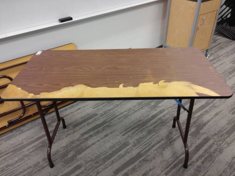 lot 3165 image: Composite Wood Look Folding Table