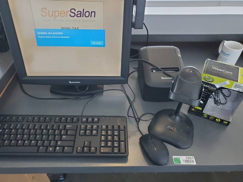 lot 1051 image: Super Salon POS System - Computer, Monitor, Label Printer, Keyboard, Mouse, Scanner Wand�