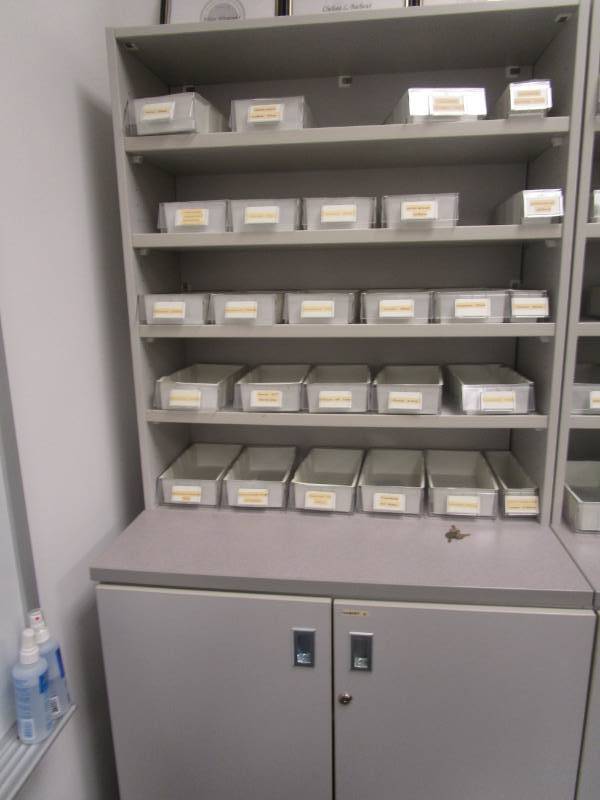 lot 3117 image: Storage Cabinet with Doors on Bottom and Bins Included