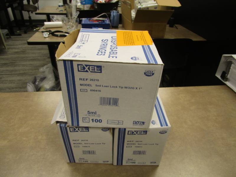 lot 3140 image: Three Boxes Exel 5ml Luer Lock Tip w 22Gx1