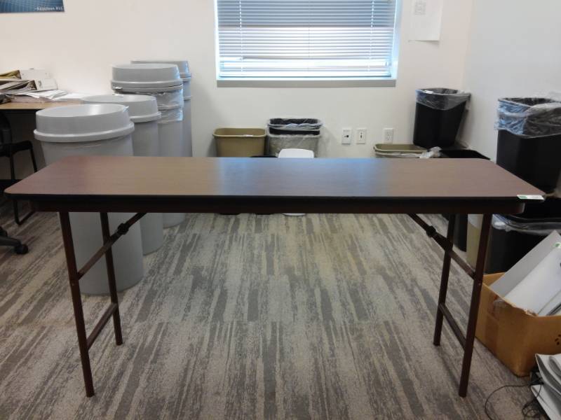 lot 3171 image: Half Width Composite Wood Look Folding Table