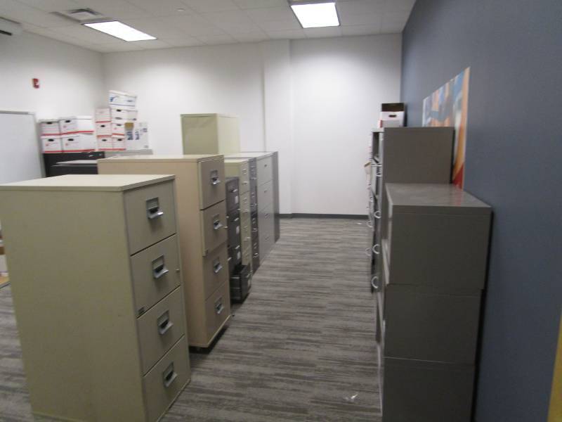 lot 3203 image: Metal Filing Cabinets Lot - Upright, Lateral - Entire Room for One Money
