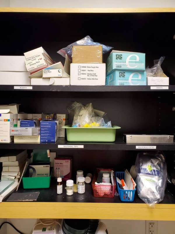 lot 3646 image: Cabinet Full of DentalLab Supplies