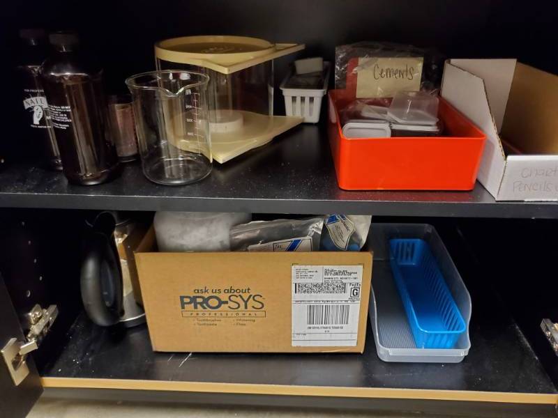 lot 3660 image: Cabinet Full of DentalLab Supplies