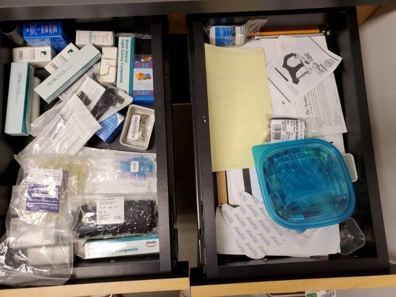 lot 3663 image: Drawers Full of DentalLab Supplies