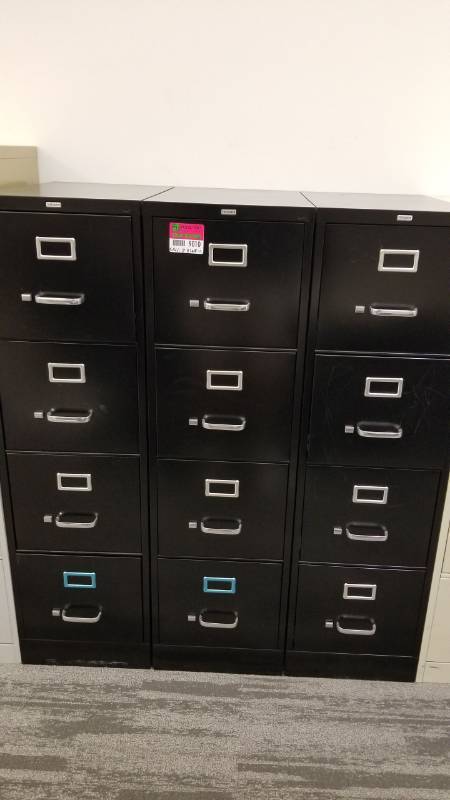 lot 9010 image: 3 black 4 drawer filing cabinets get all 3