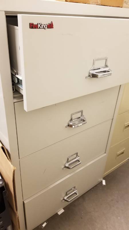 lot 9023 image: Fire king four drawer lateral file cabinet