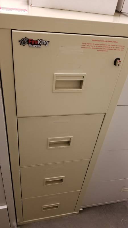 lot 9024 image: Fire king turtle four drawer file cabinet