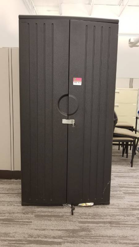 lot 9078 image: Large black rubberplastic cabinet contents not included