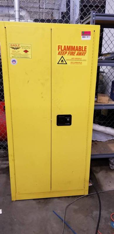 lot 8217 image: Eagle Mfg 60 gal Capacity Safety Storage Cabinet Model 1962 Contents Included