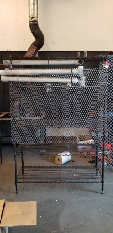 lot 9642 image: Black Metal Metro Shelf with Attachments