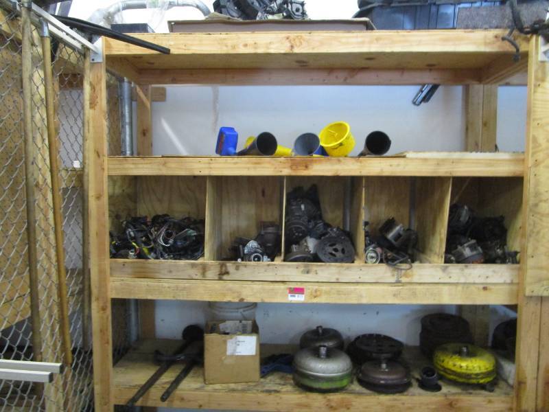 lot 8173 image: Misc Parts - Funnels, Alternators, Wiring Shelves Included