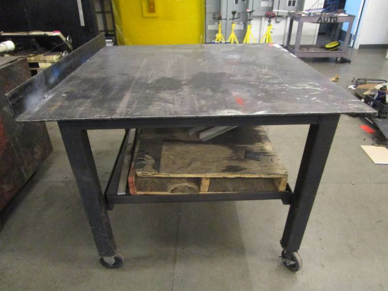 lot 9573 image: Rolling Steel Work Table with Undershelf