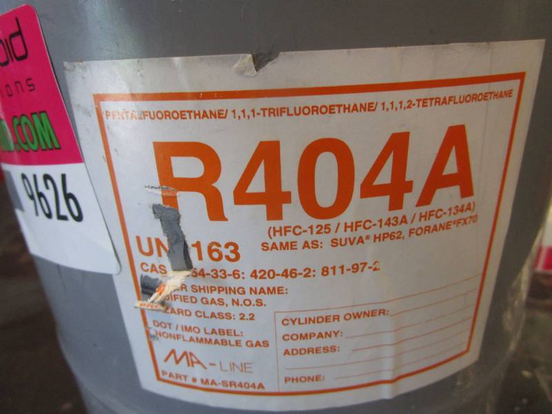 lot 9626 image: Tank of R404A Refrigerant 34 full