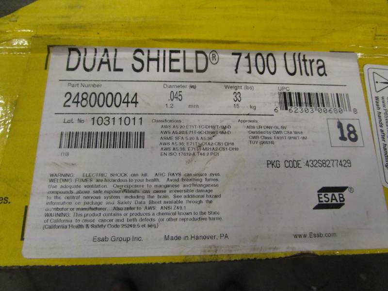 lot 9621 image: ESAB Welding Wire Dual Sheld 7100 Ultra