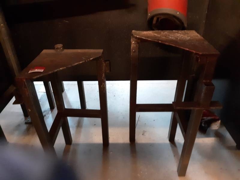 lot 9592 image: Two Corner Steel Work Tables