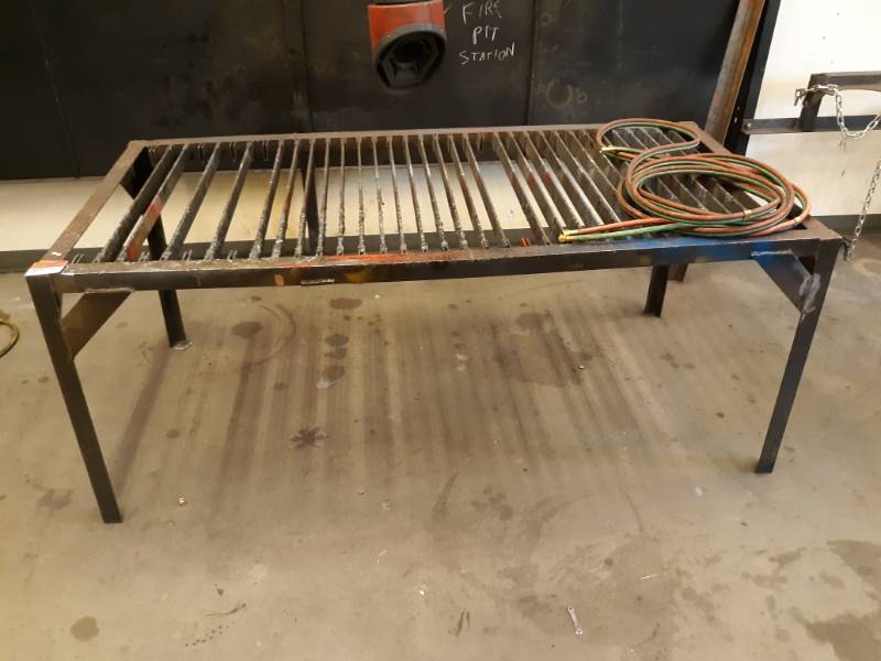lot 9607 image: Channel Iron Welding Table with Torch Hoses
