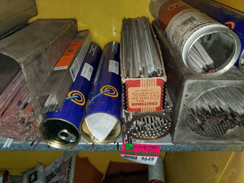 lot 9649 image: Misc Lot of Welding Rod Shelf Full