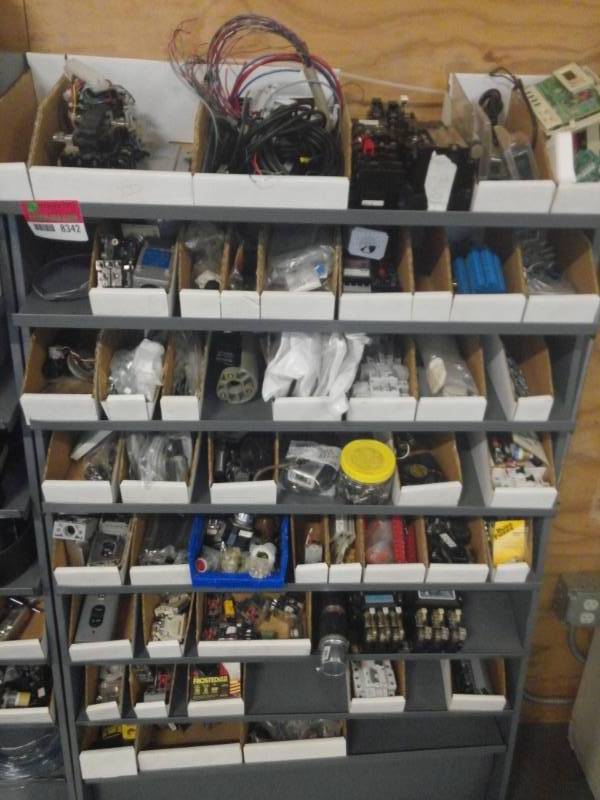 lot 8342 image: Lot of Random Parts Cabinet Included